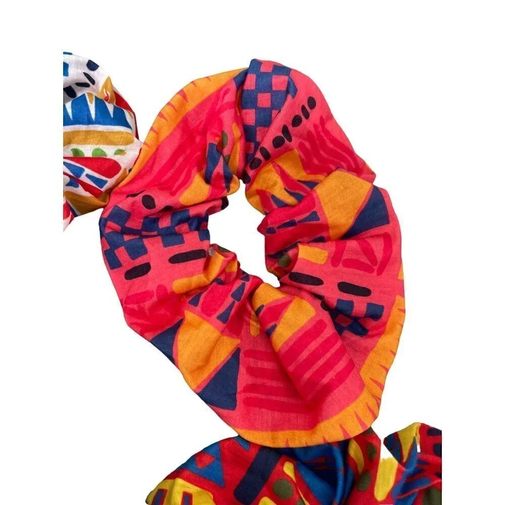 Vintage 1980s Fabric Scrunchies Set of 4 One Size Multicolor